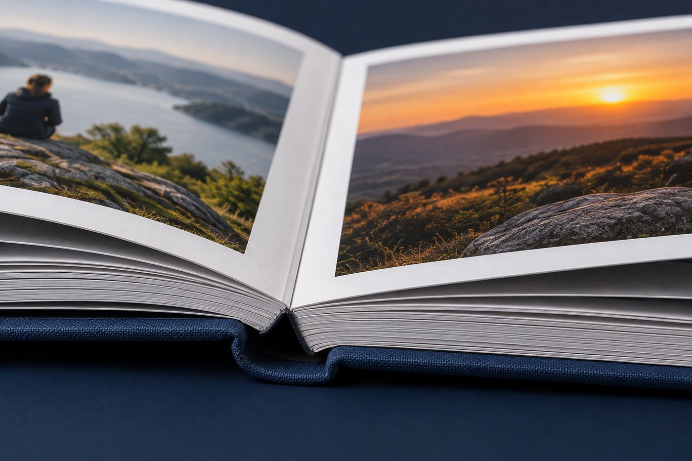 Close-up of thick matte photo book pages